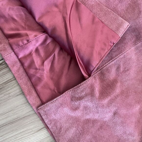 ANTHROPOLOGY Blank NYC 100% Leather PINK Suede Buckle Moto Mini Skirt Size 28 - Picture 7 of 9